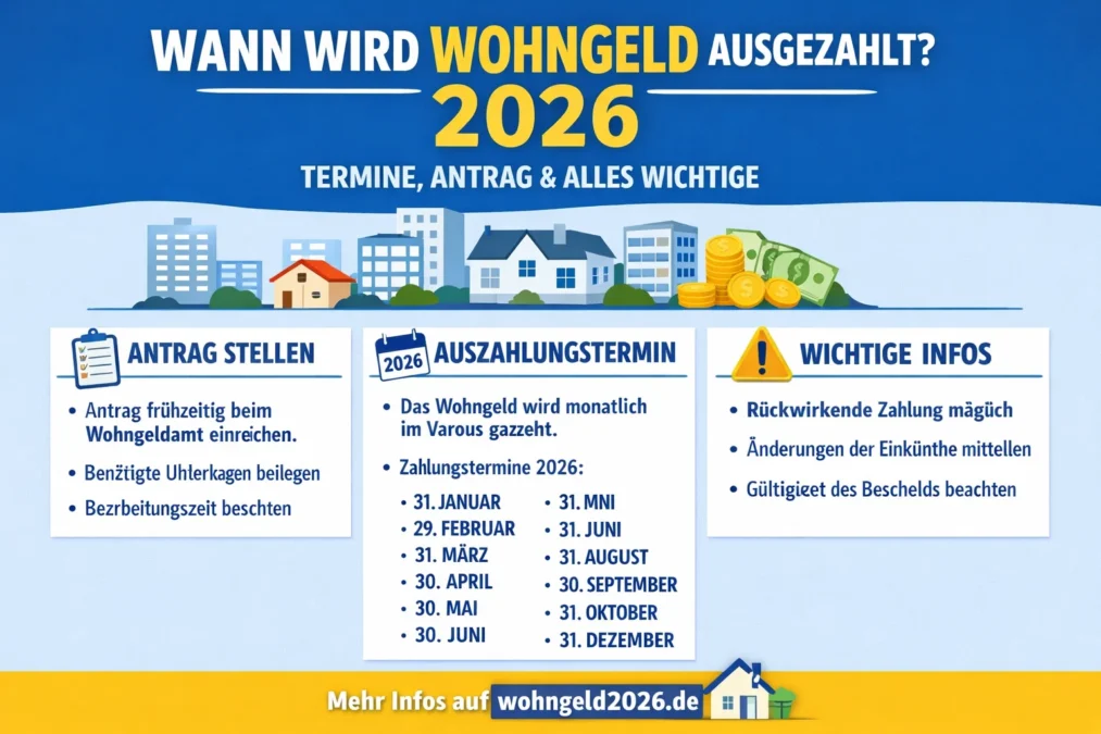 wann wird wohngeld ausgezahlt? 2026 Termine, Antrag & alles Wichtige